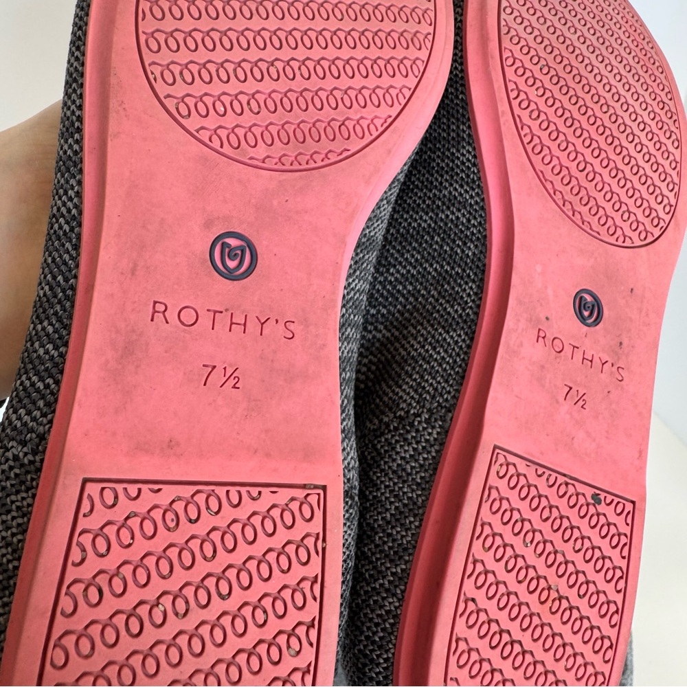 Rothys Birdseye Grey Heathered The Flat Round Toe Shoes 7.5 - Picture 9 of 10